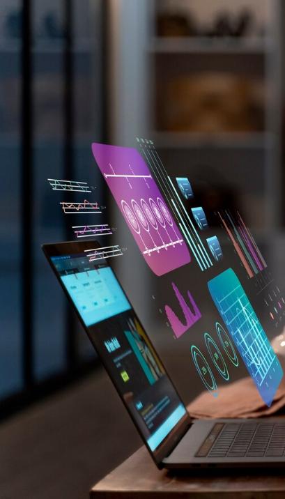 Visualisation de données et cybersécurité sur ordinateur, illustrant la transformation digitale et la protection des systèmes industriels par Effirence.